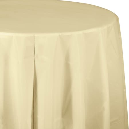 Touch Of Color Ivory Round Plastic Tablecloth, 82", 12PK 703264